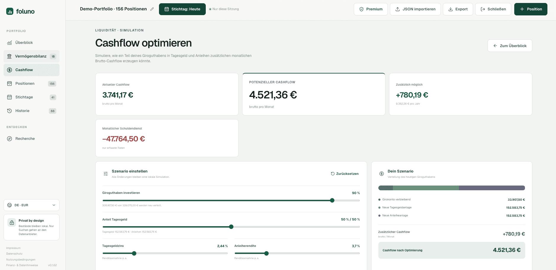 Cashflow lokal simulieren